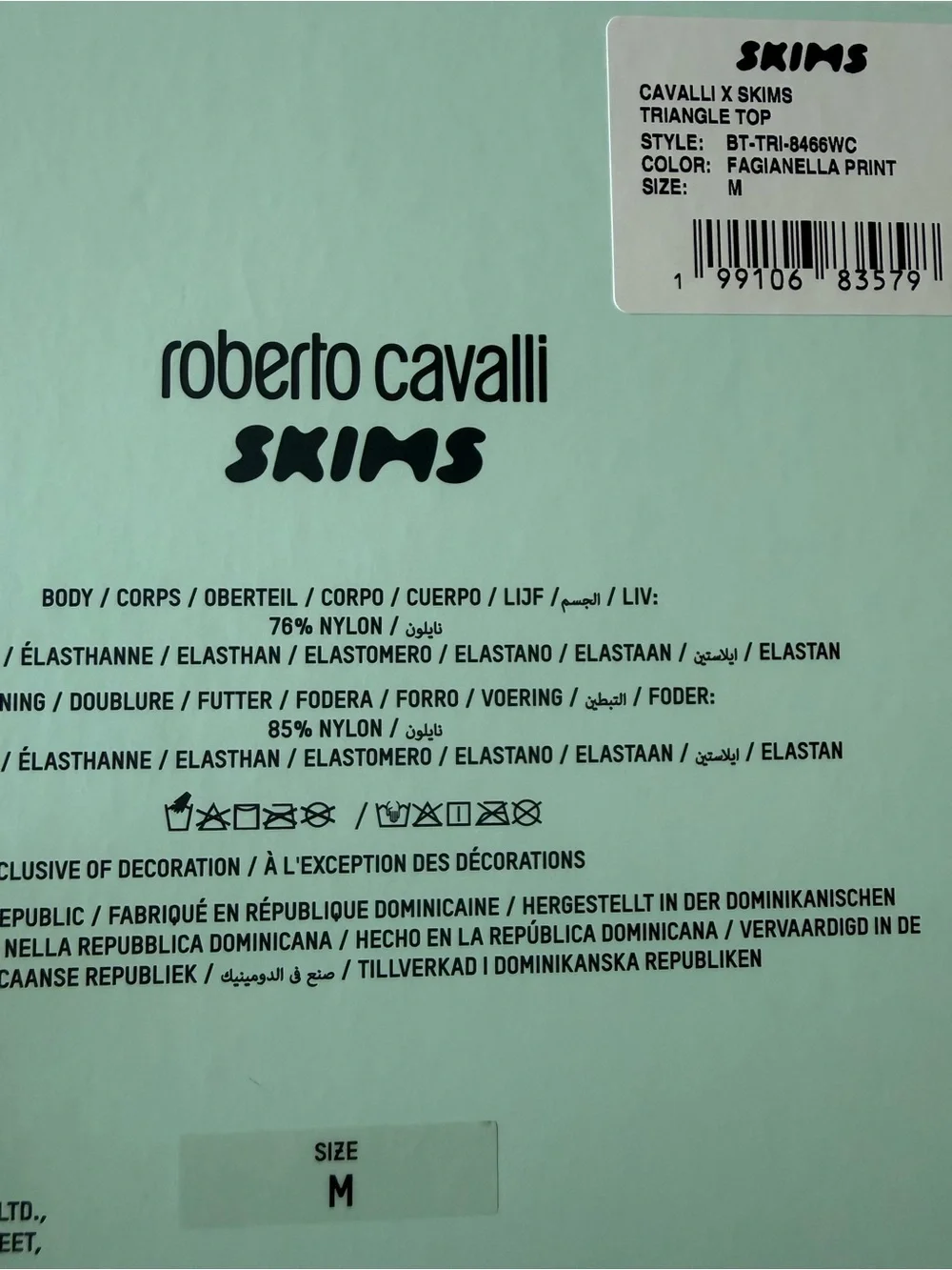 SKIMS Roberto Cavalli Mint Green Printed Swim Top - Picture 4 of 6